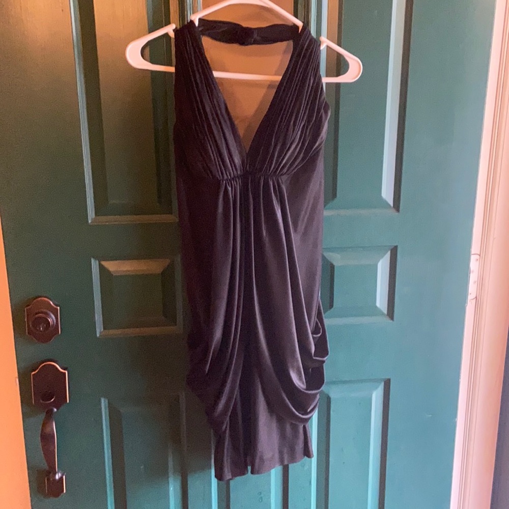 Jovani Black Evening Halter dress with side draping